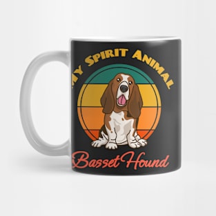 Basset Hound My Spirit Animal Dog puppy Lover Cute Sunser Retro Funny Mug